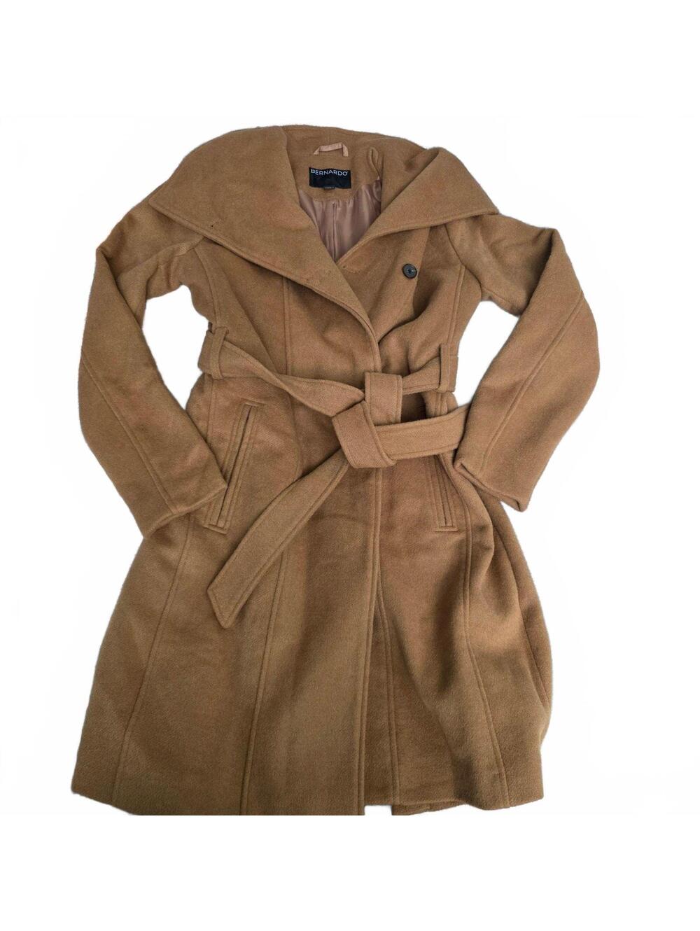 Amazing condition-Wool blend belted wrap coat, Bernardo, size S